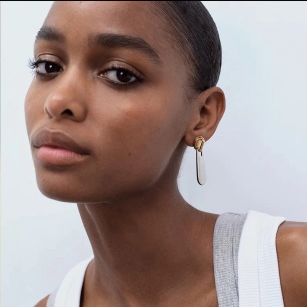 Gold And Silver Zipper Drop Earrings